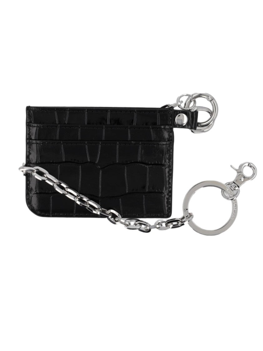 Vivienne Westwood Black Flat Chain Crocodile Embossed Wallet