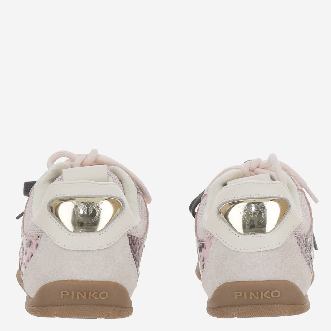 Pinko Structured Mixed Leather Sneakers With Contrasting Details