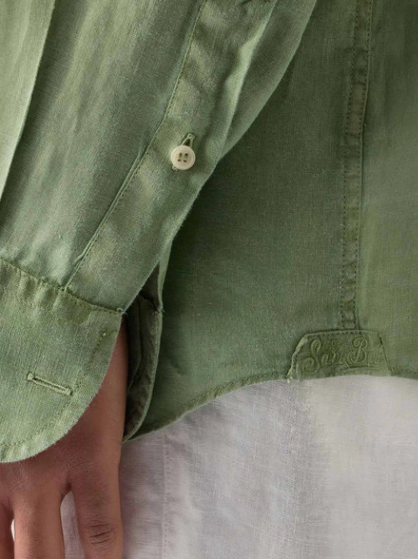 Mc2 Saint Barth Long-Sleeve Button-Up Shirt In Soft Green