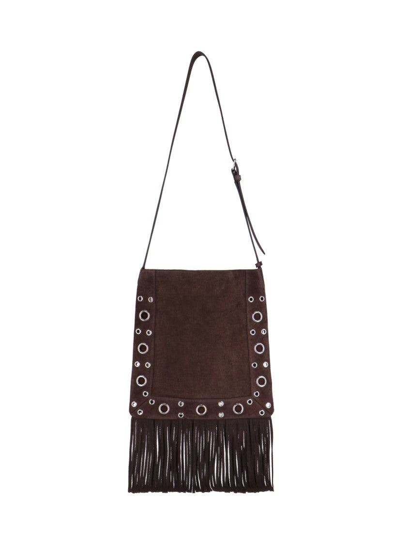 Valentino Garavani Dark Brown Suede Shoulder Bag