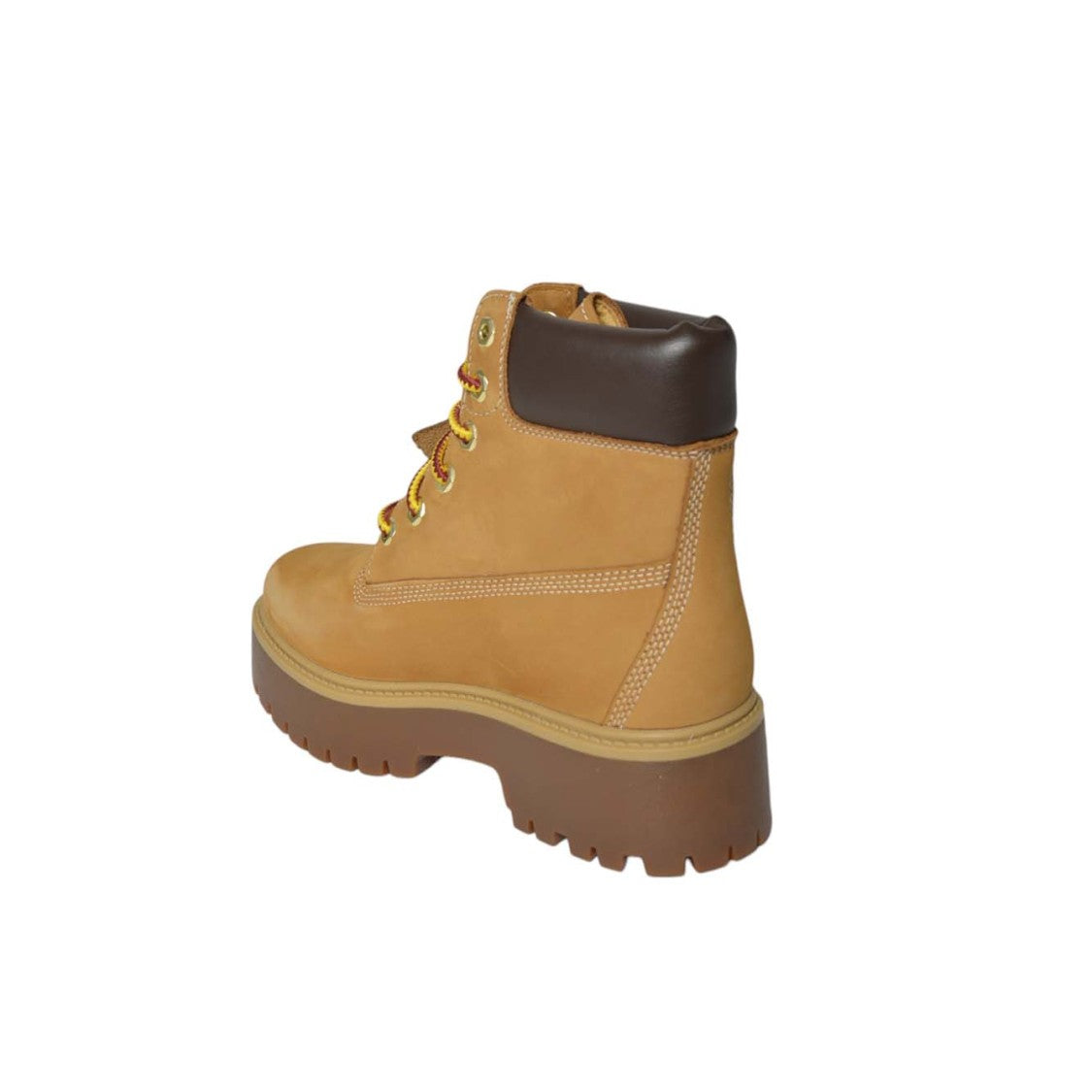 Timberland Lace-Up Brown Leather Boots With Thick Lug Sole And Padded Collar