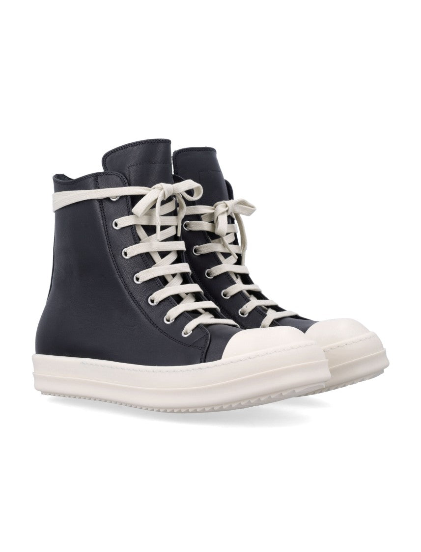 Rick Owens Leather Temple High Sneakers