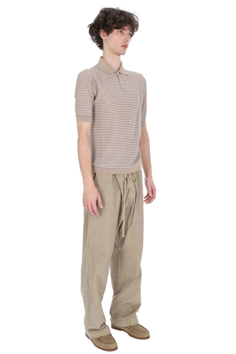 Ballantyne Beige Textured Cotton Polo Shirt