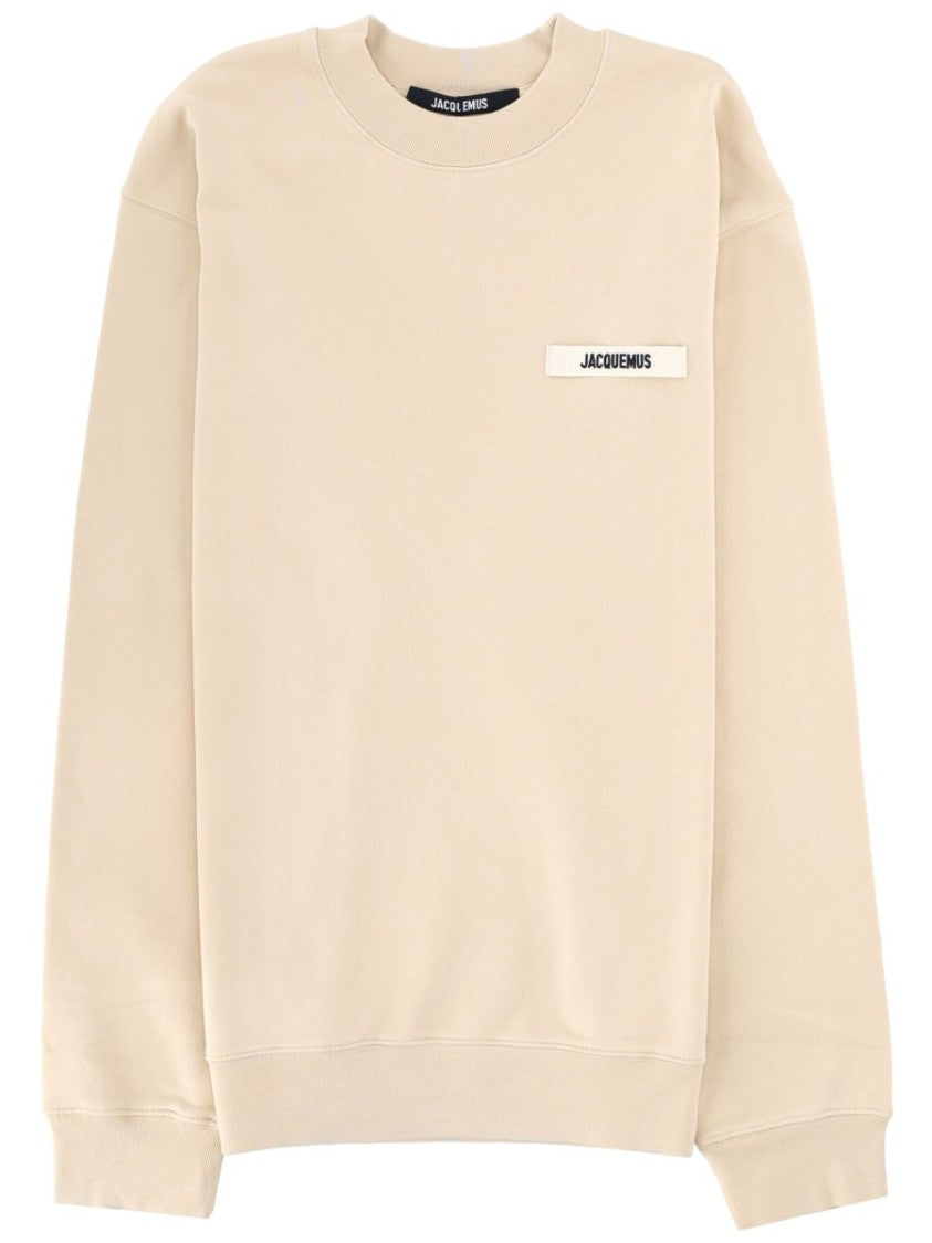 Jacquemus Grosgrain Logo Cotton Relaxed Crewneck Sweatshirt