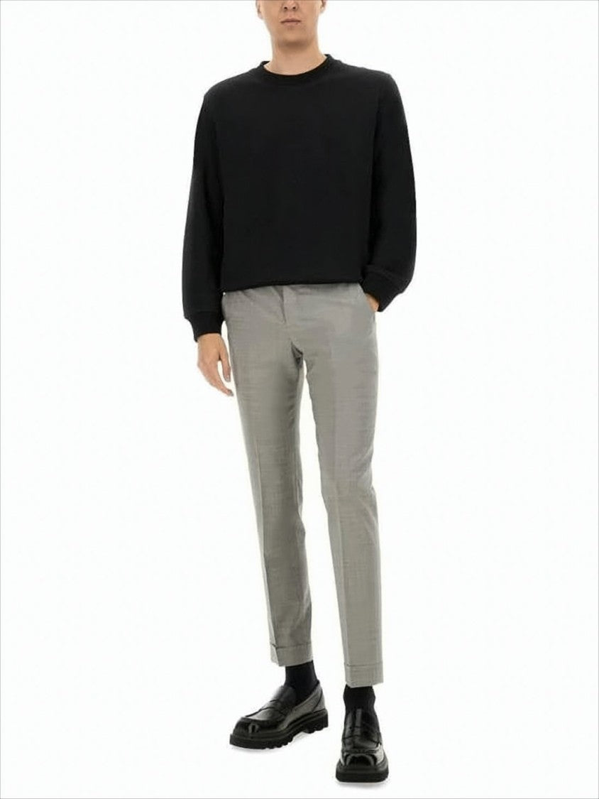 Pt Torino Straight Fit Light Grey Wool Blend Trousers