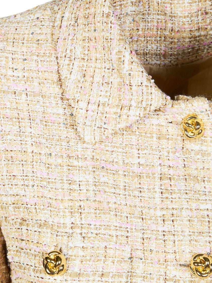 Tagliatore Beige Tweed Check Pattern Jacket