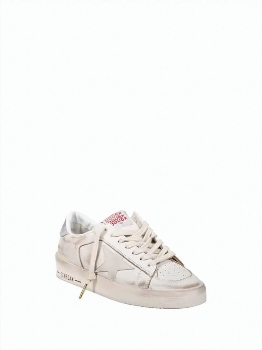 Golden Goose Distressed White Nappa Leather Sneakers With Branded Accents