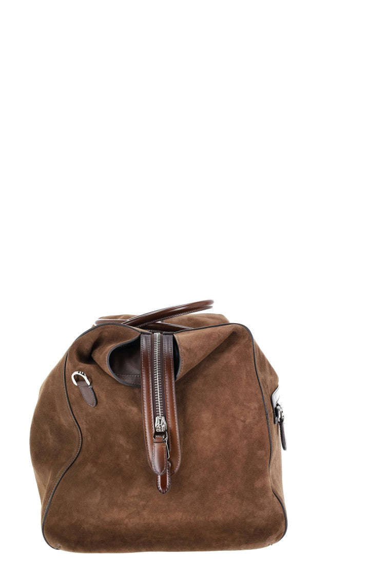 Santoni Suede Leather Handcrafted Weekender Bag