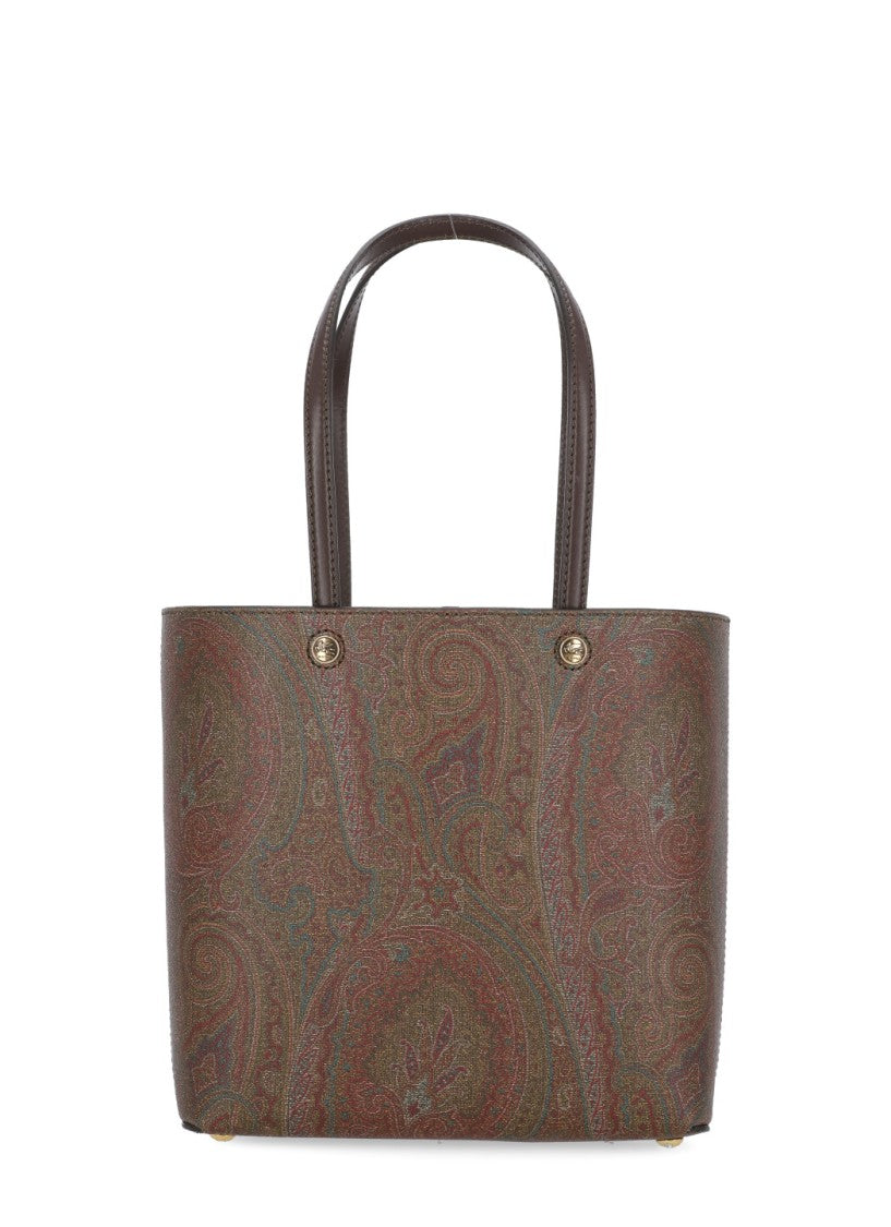 Etro Pochette-Equipped Cotton Shopping Bag With Paisley Design