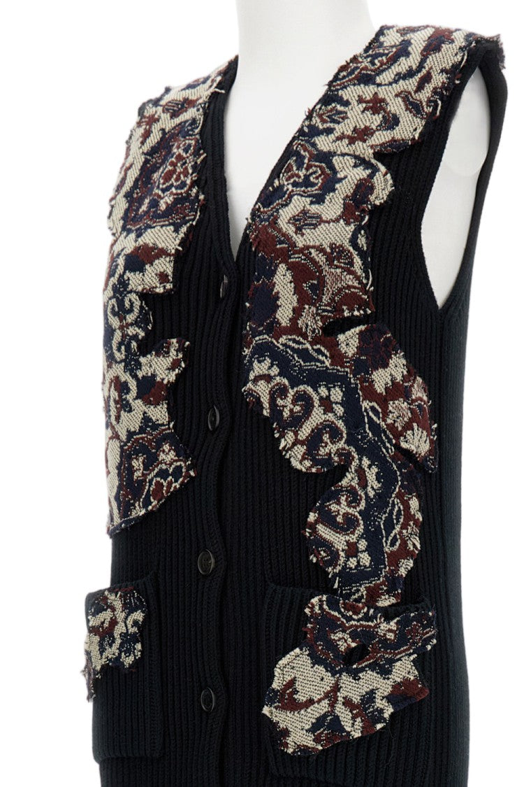 Durazzi Milano Sleeveless Button-Front Knit Vest With Appliqué Details