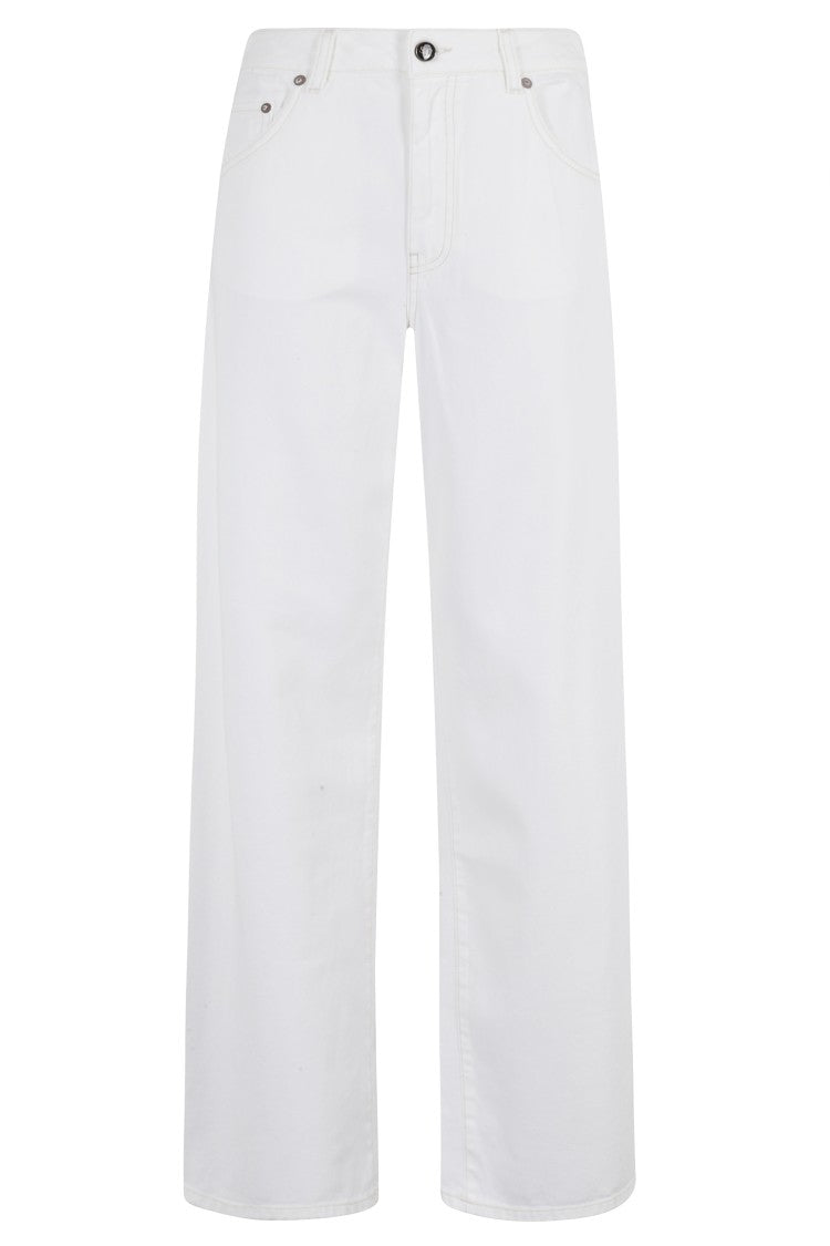 Semi Couture Sarah Wide-Leg White Jeans With Branded Detailing