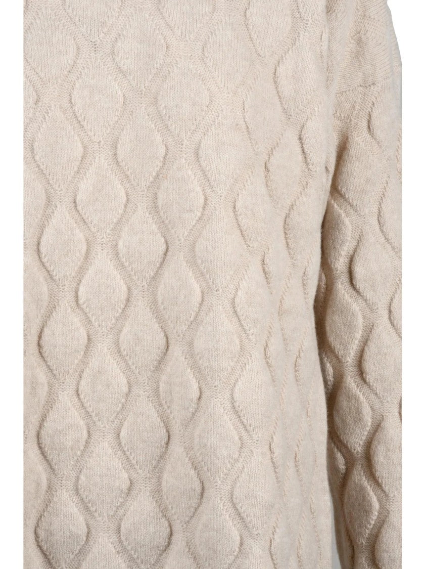 Filippo De Laurentiis Textured Knit Crewneck Pullover In Superfine Wool And Cashmere Blend