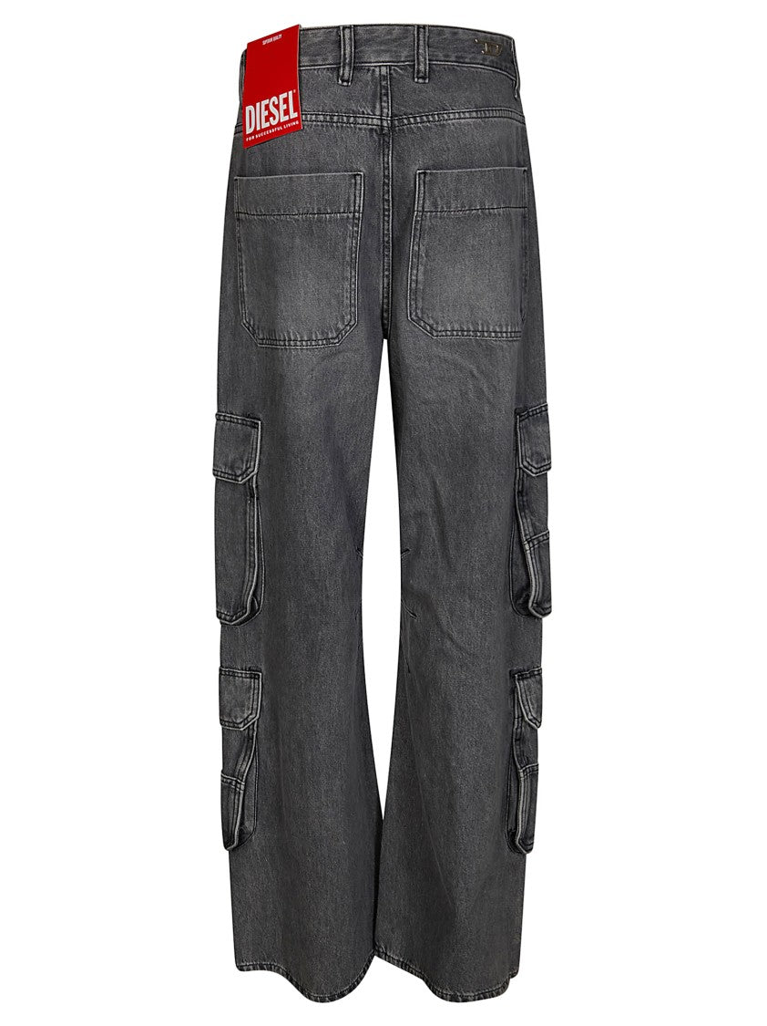 Diesel Relaxed-Fit Low-Rise Cargo Jeans With Flap Pockets