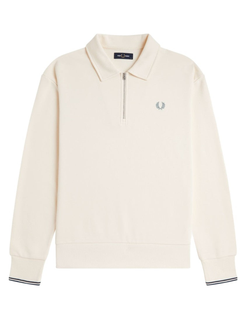Fred Perry Pullover Sweatshirt With Half-Zip Front And Logo Accents