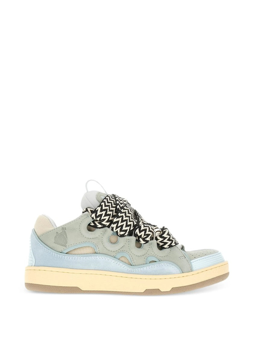 Lanvin Pale Blue Curb Sneakers Layered Calf Sneakers