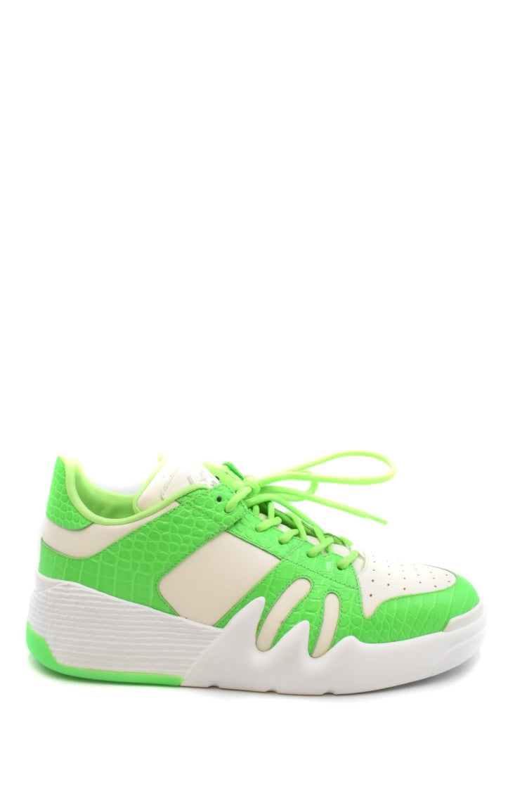 Giuseppe Zanotti Multicolor Wavy Jagged Platform Croc-Embossed Leather Sneakers