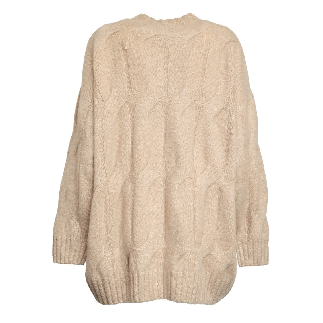 Allude Cable Knit Sweater With Ribbed Detailing