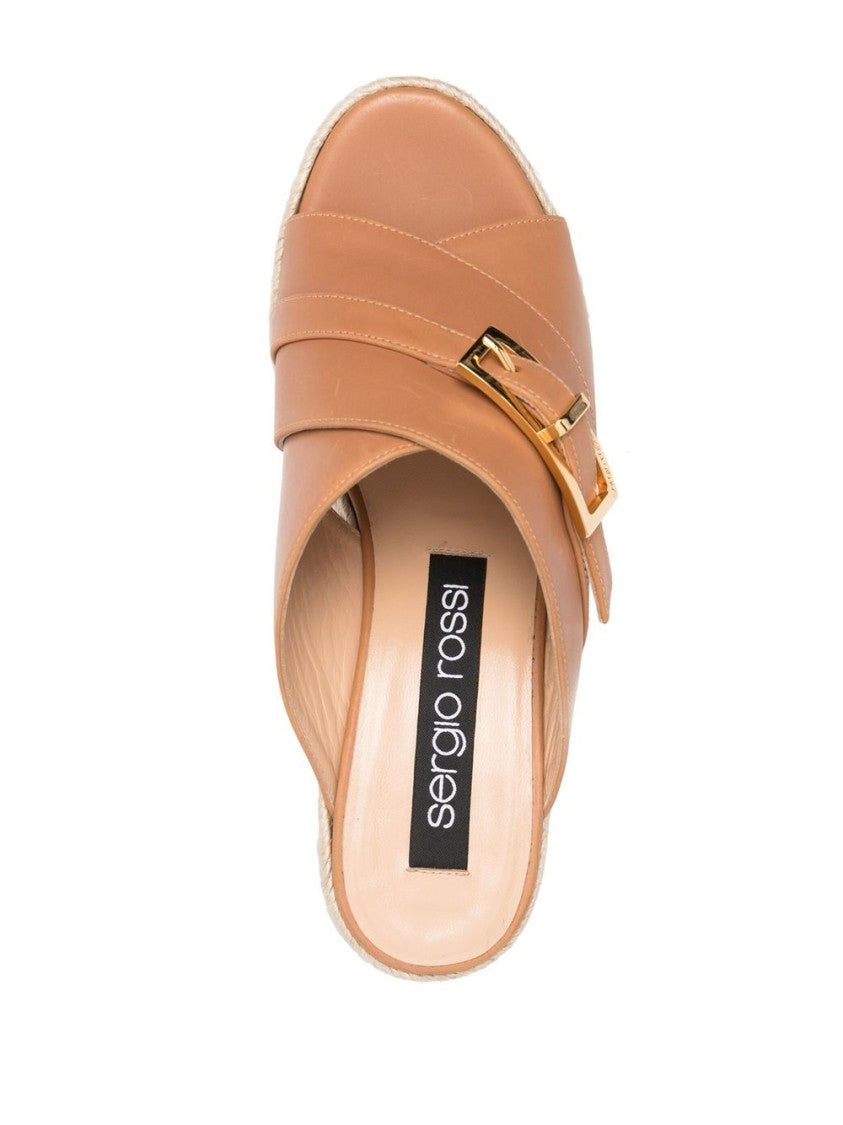 Sergio Rossi 90Mm Leather Crossover Strap Sandals