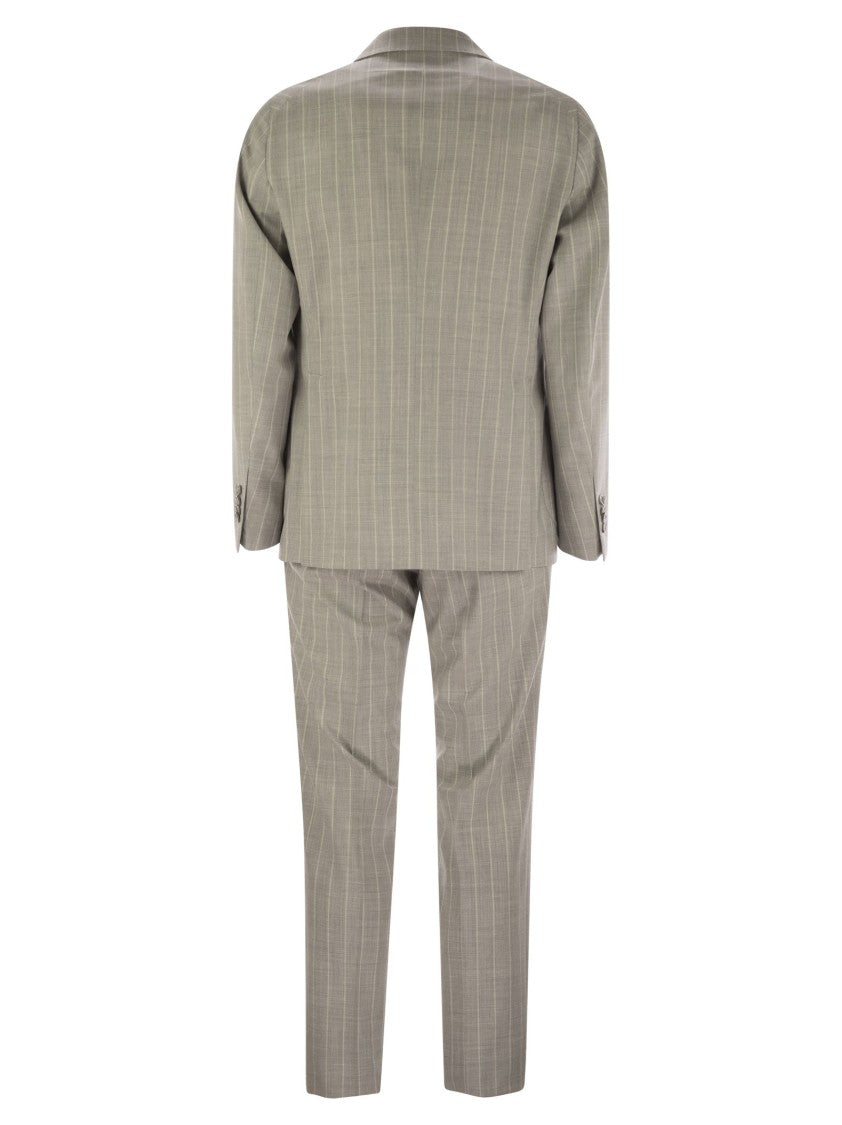 Tagliatore Pinstripe Suit In Wool And Silk