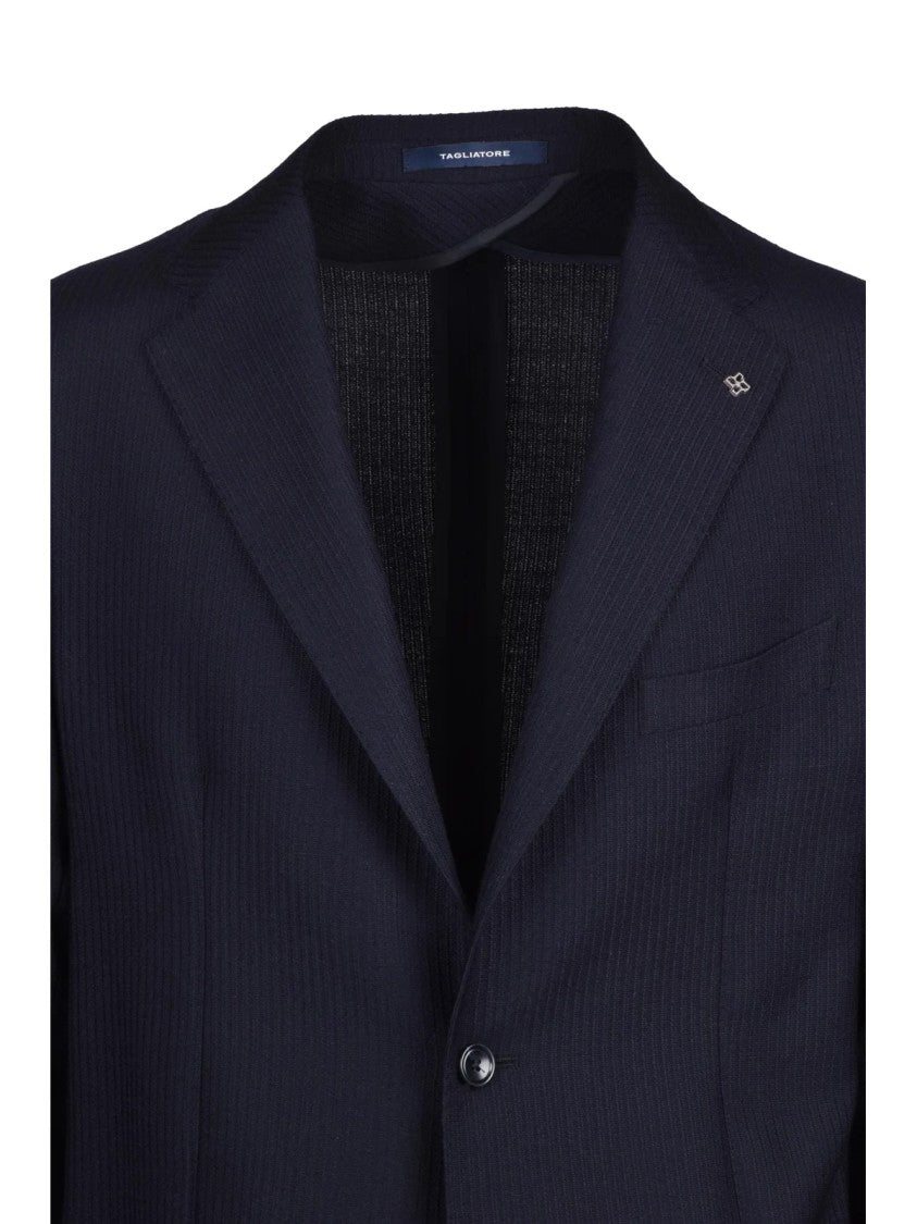 Tagliatore Midnight Blue Rounded Virgin Wool-Cashmere Blazer