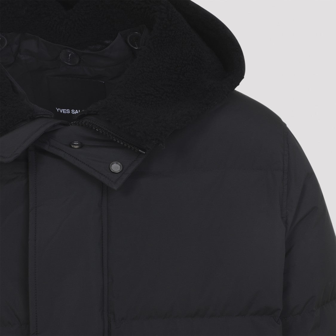 Yves Salomon Black Lamb Down Jacket With Detachable Leather Hood