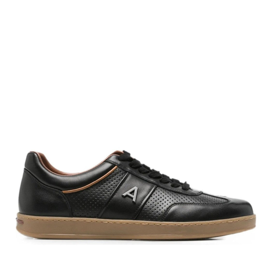 Alberto Gozzi Black Perforated Detailing Suede Sneakers