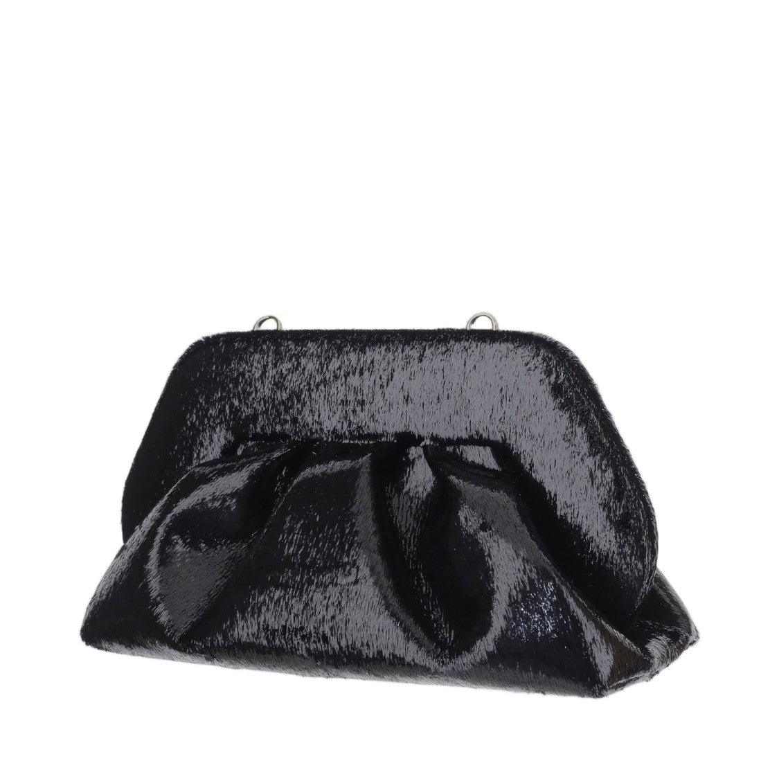 Themoirè Glossy Angular Frame Structured Handbag