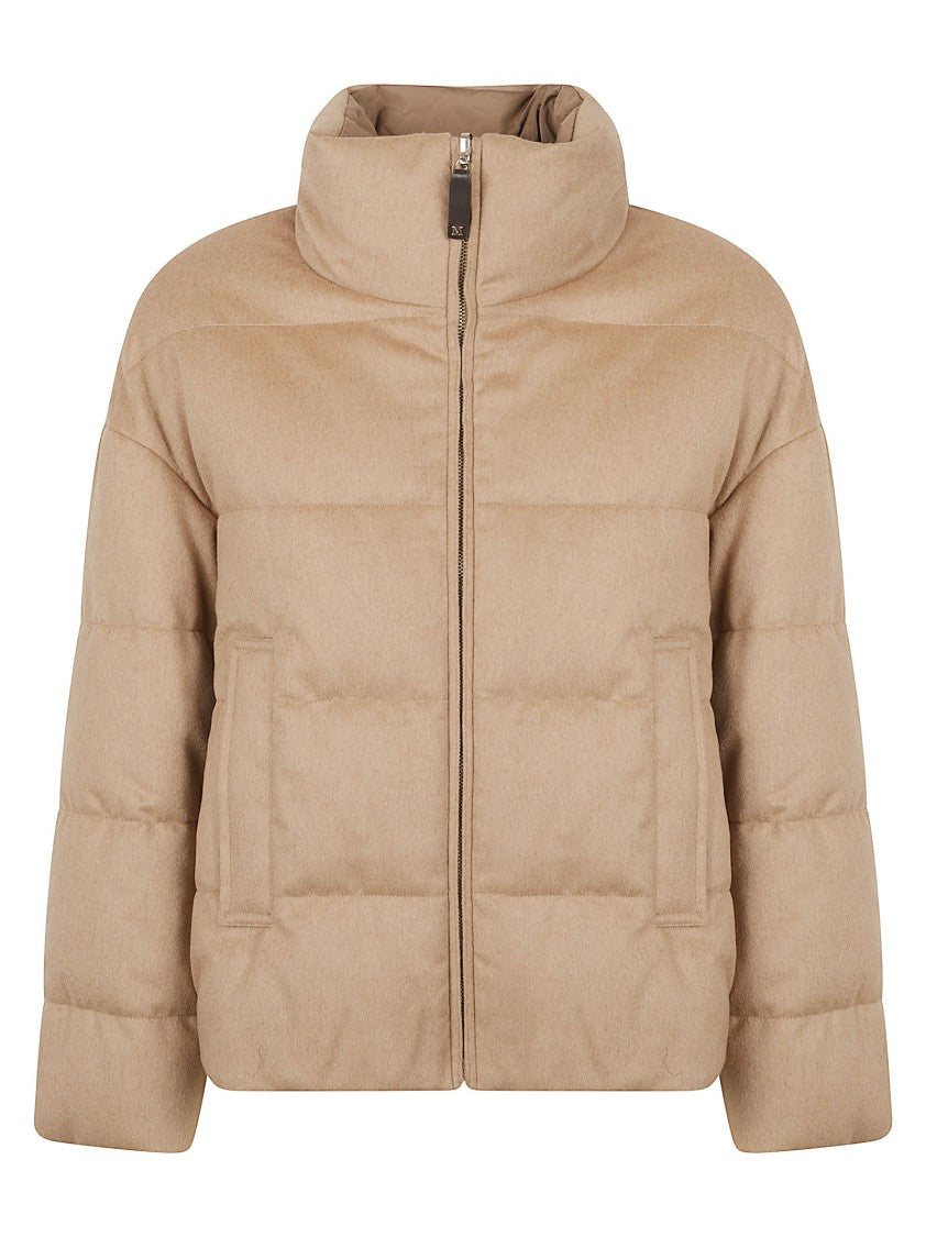 Max Mara Boxy Cropped Camel Coat With Quilted Padding