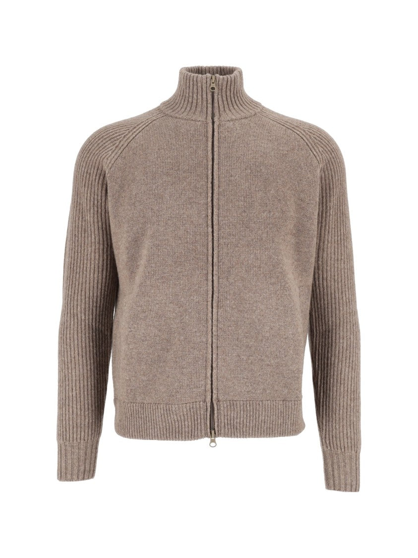L.B.M. 1911 Maglie Drop S High Ribbed Collar Zip-Through Knit