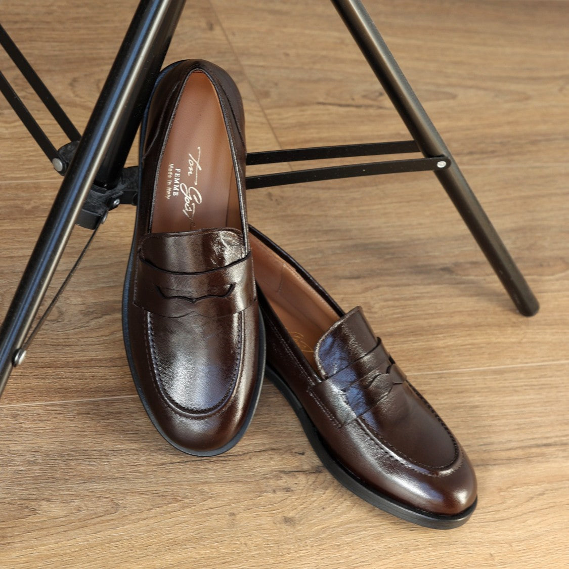 Ton Gout Brown Leather Moccasins Strap Detail
