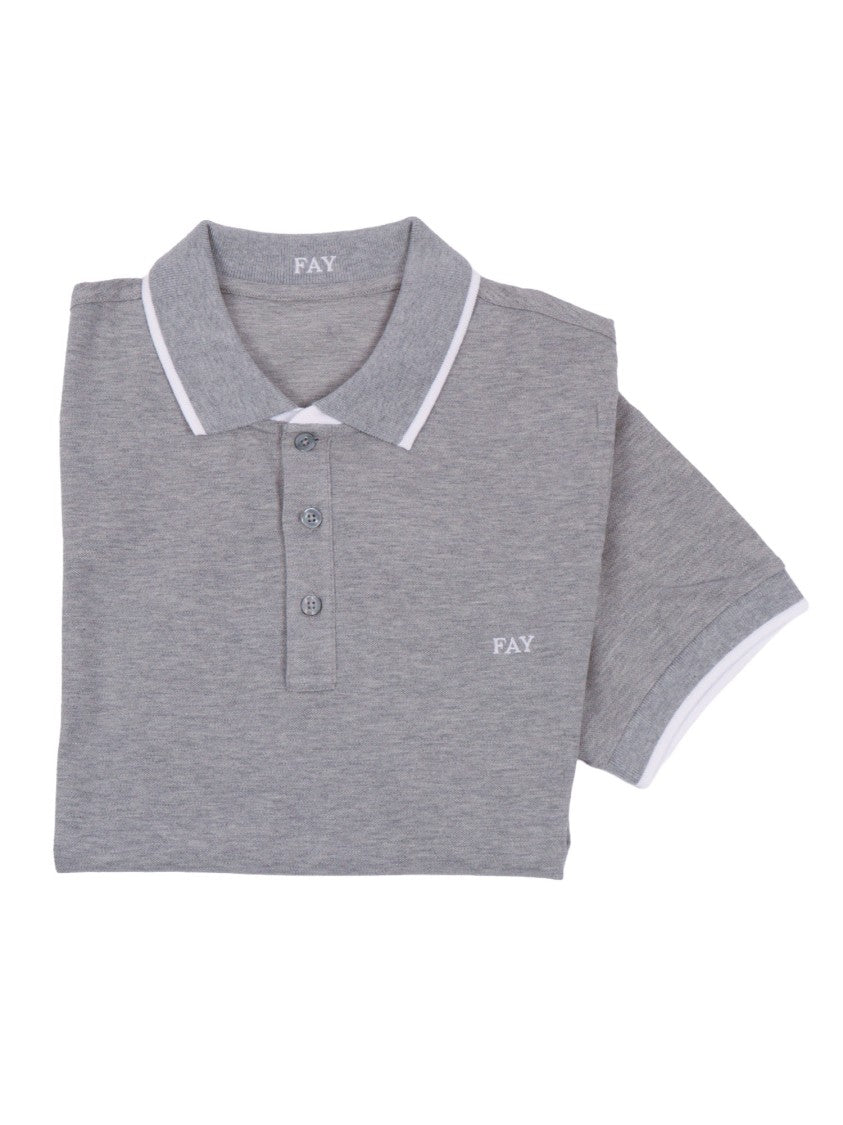 Fay Striped Textured Piquet Polo Shirt