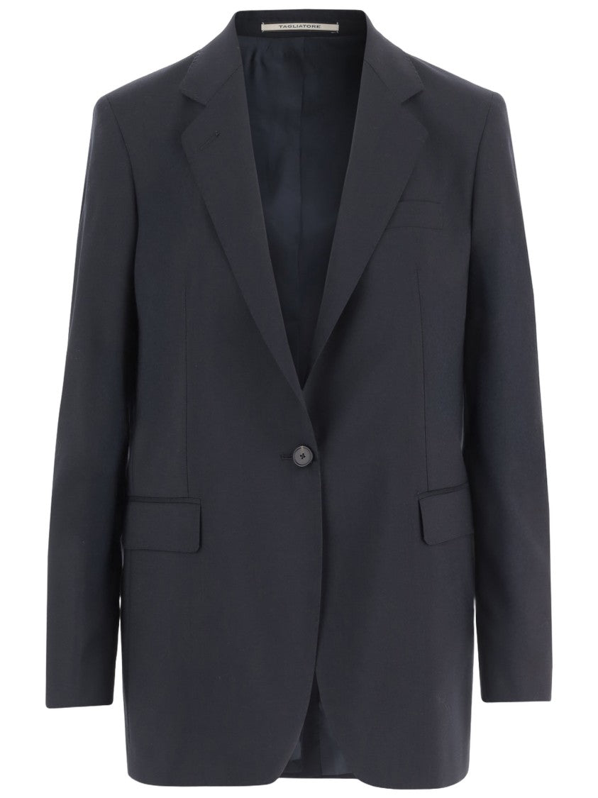 Tagliatore Tailored Stretch Wool Jacket With Lapel Collar