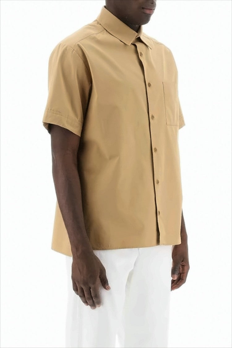 A.P.C. Short-Sleeve Brown Cotton Shirt