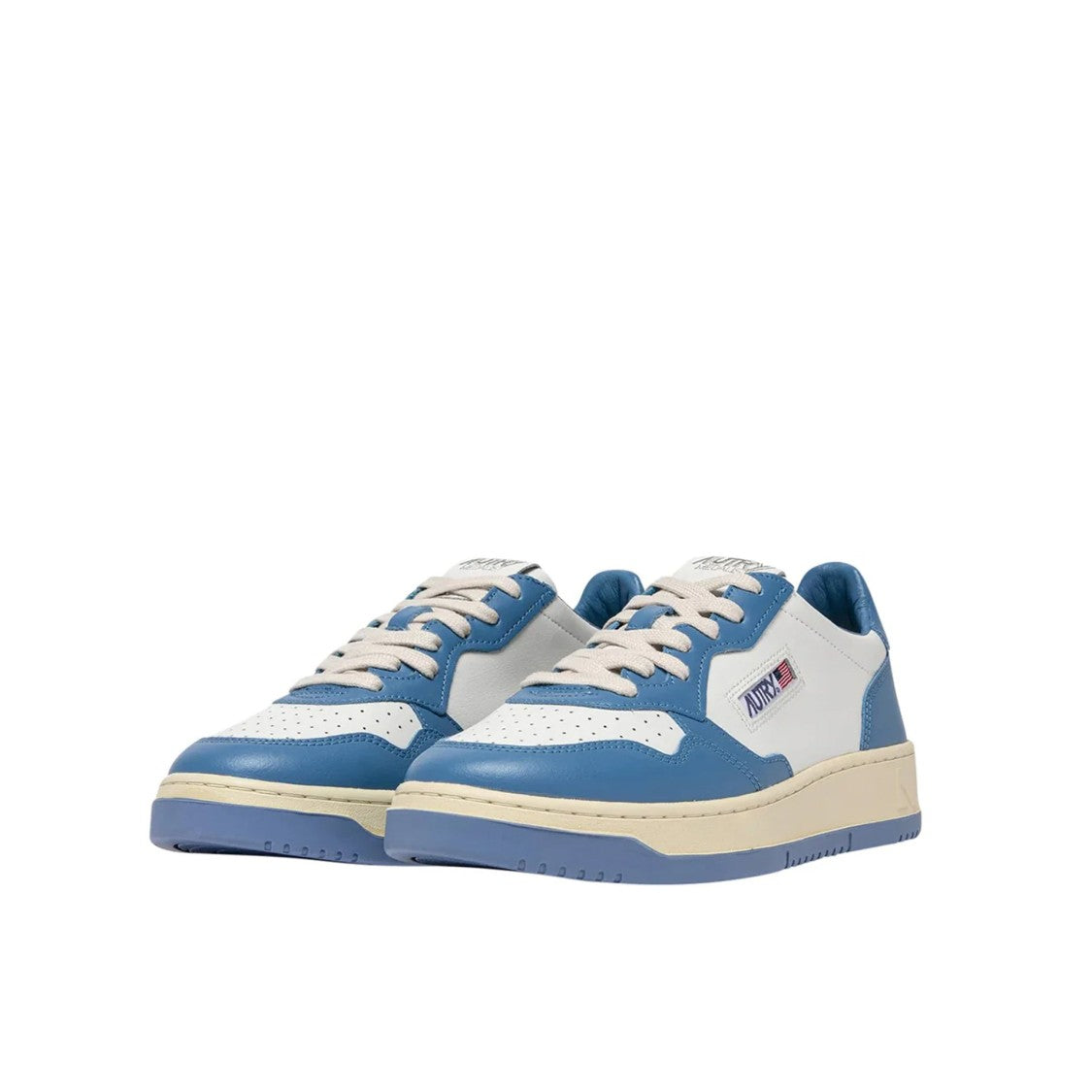 Autry Bicolored Leather Low-Top Sneakers With Embroidered Logo