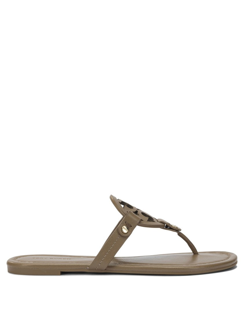 Tory Burch Cut-Out Pattern Sandals With Circular Emblem