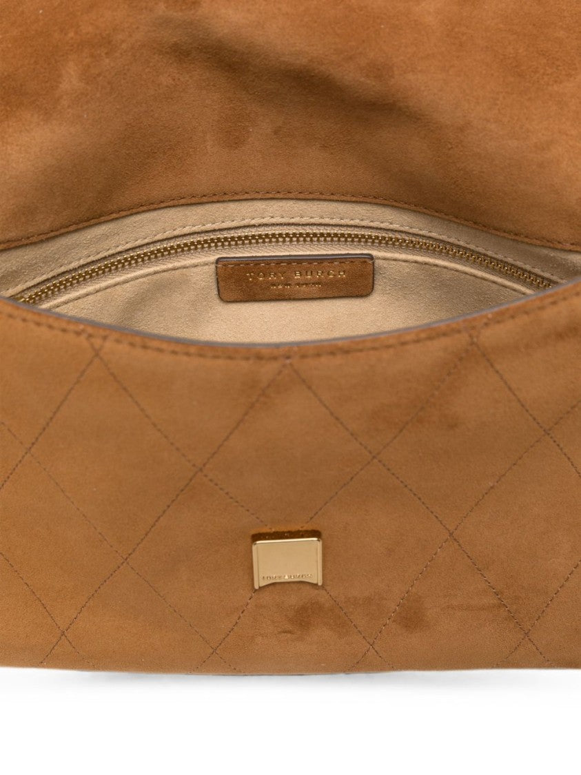 Tory Burch Quilted Suede Gold-Tone Chain Shoulder Bag