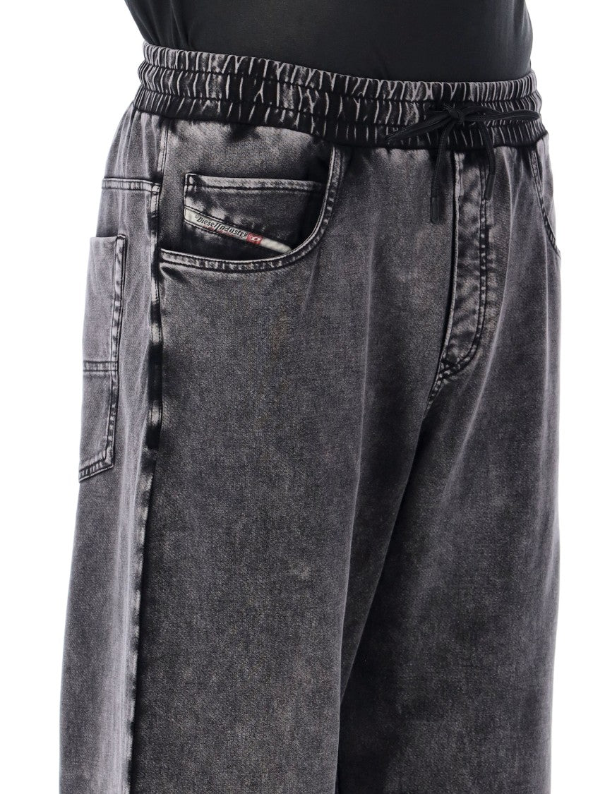 Diesel Washed Black Relaxed Drawstring Sweatpants