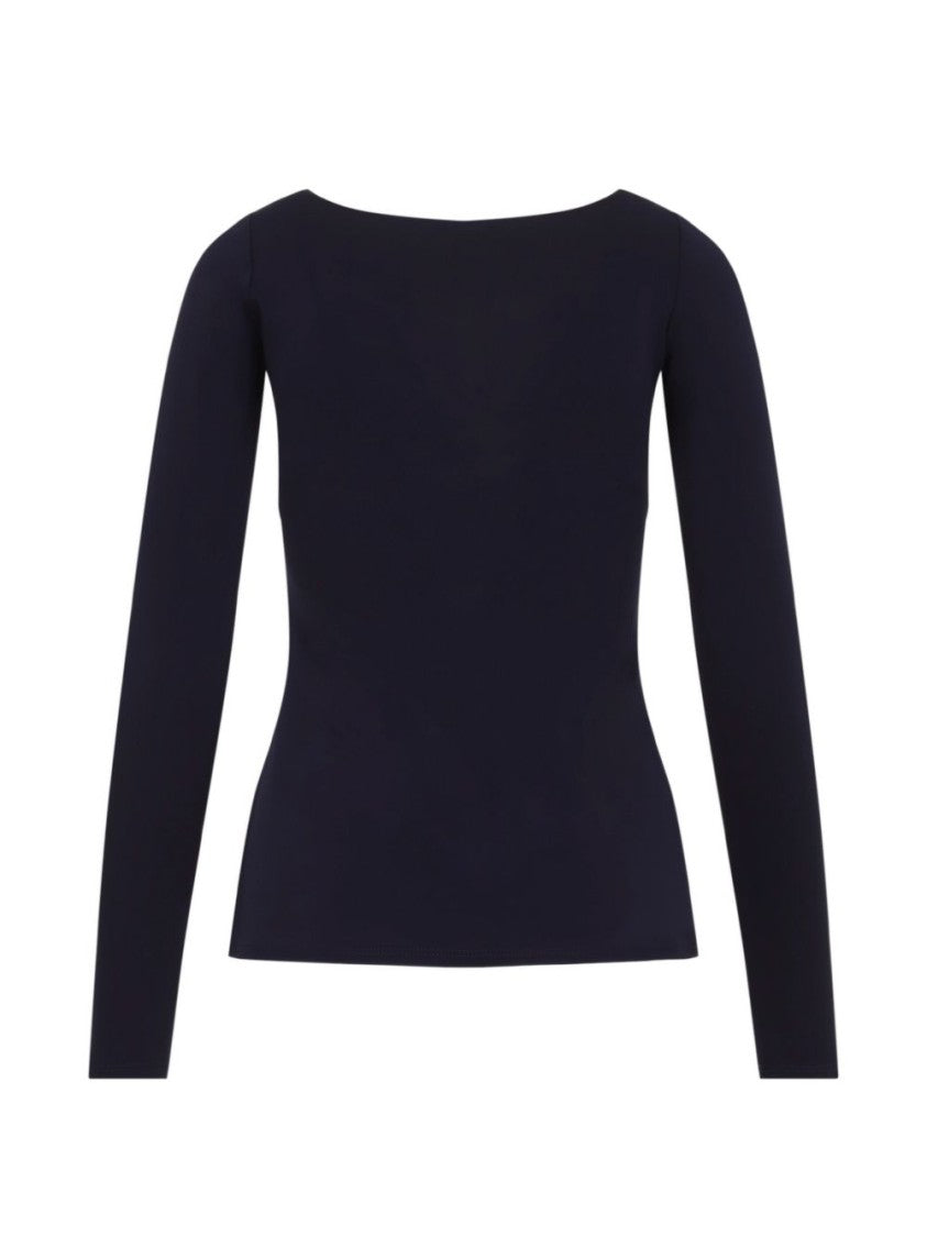 Elisabetta Franchi Fitted Deep V-Neck Buckled Long-Sleeve Top