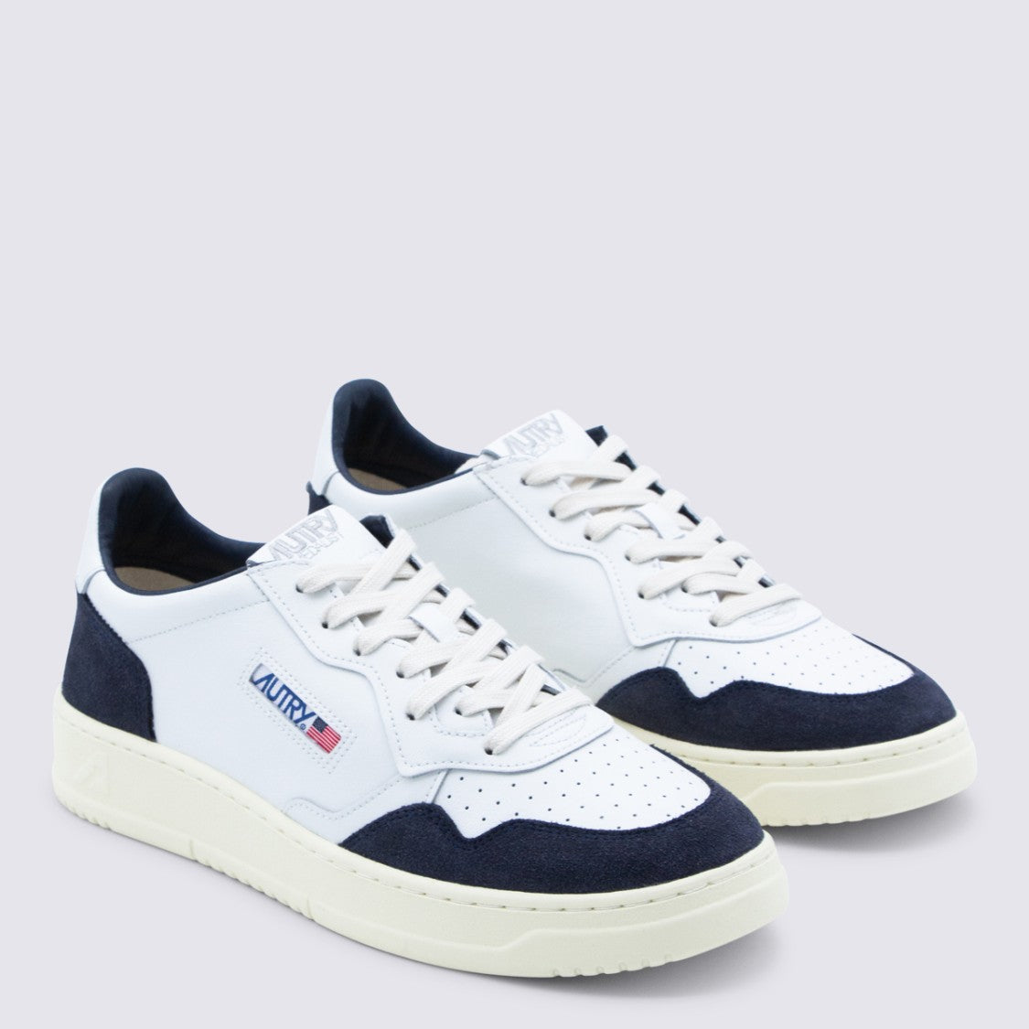 Autry Low-Top Sneakers With Navy Suede Overlays And Stitched Logo
