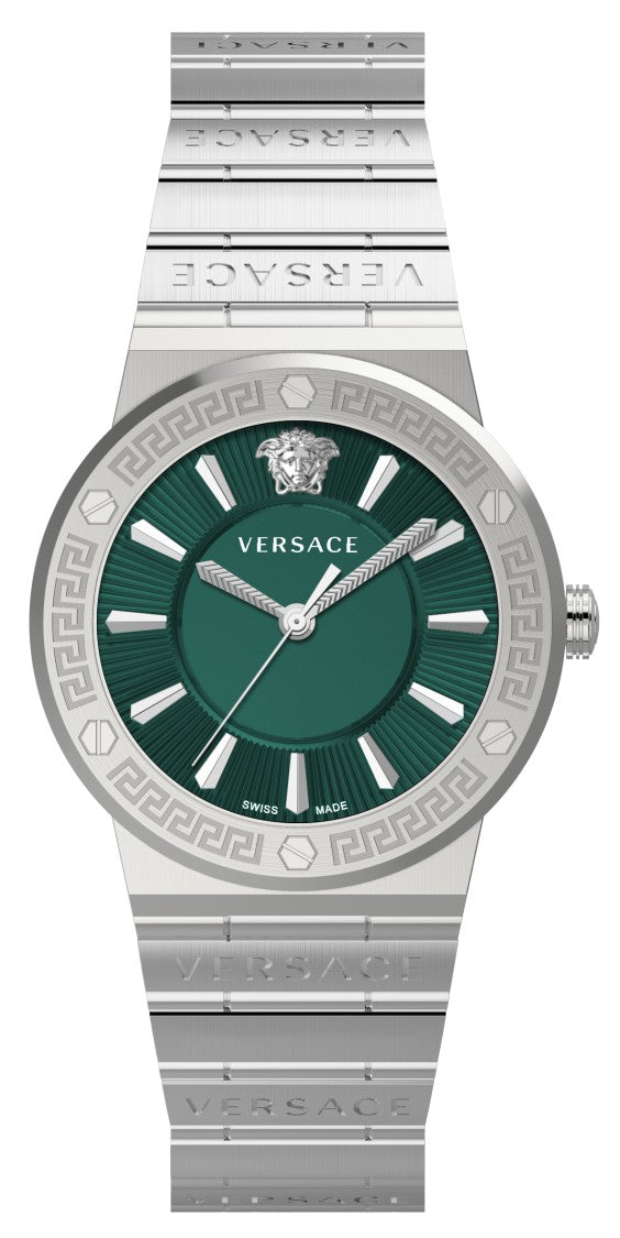 Versace Greca Logo Watch With Mesmerizing Deep Green Dial