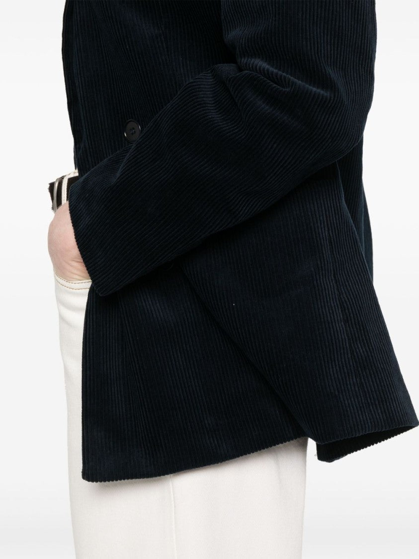 A.P.C. Midnight Blue Cotton Blazer With Double-Breasted Design