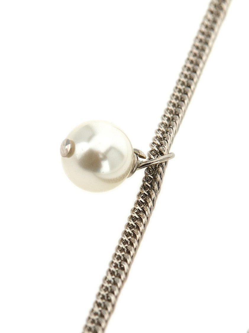 Jil Sander Handmade Brass Chain Necklace With Freshwater Pearl Charm