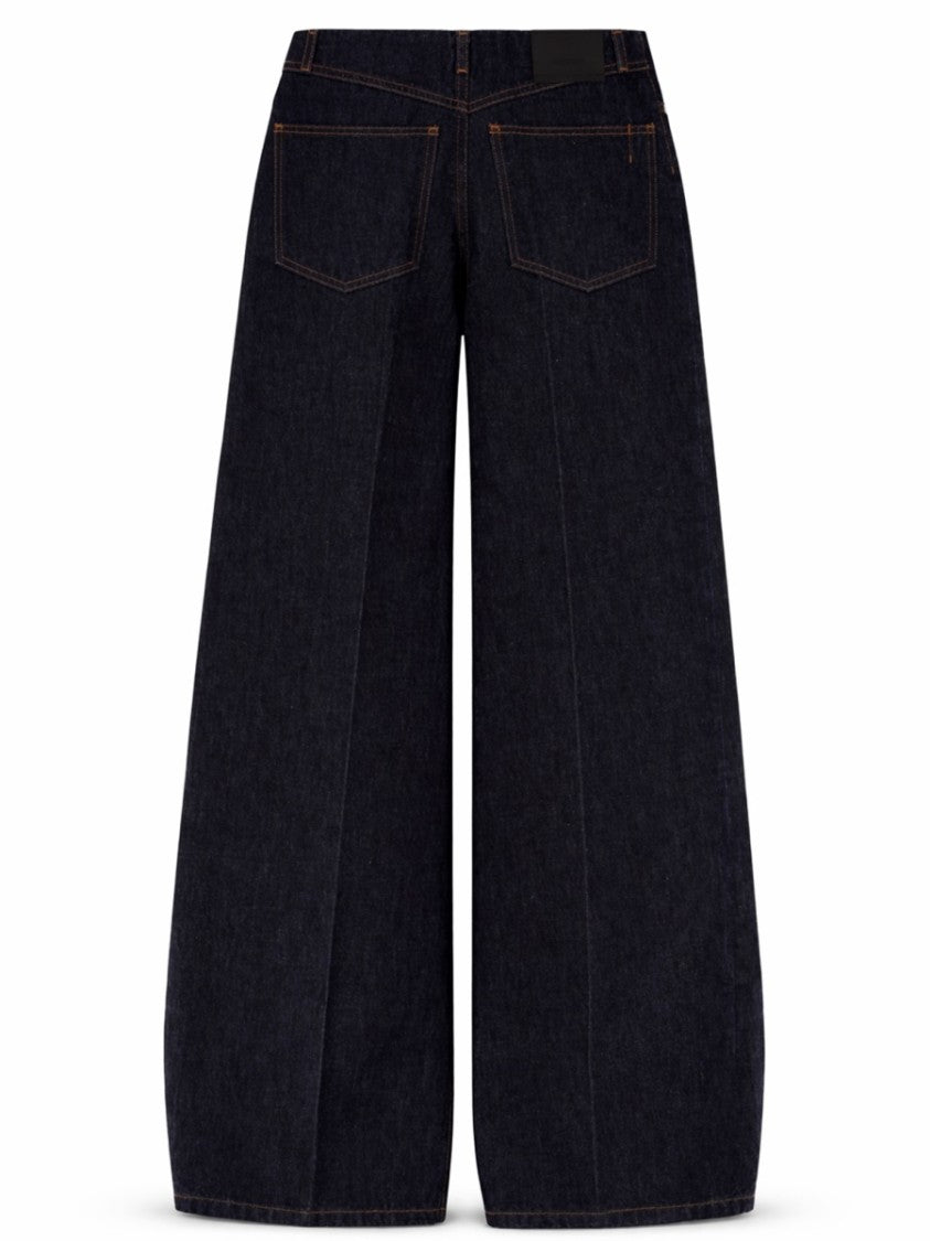 Sportmax Voluminous Wide-Leg Cotton Denim Pants