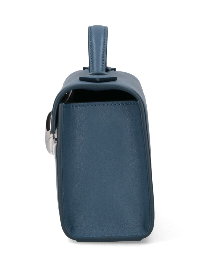 Savette Rectangular Handbag With Smooth Finish In Muted Blue