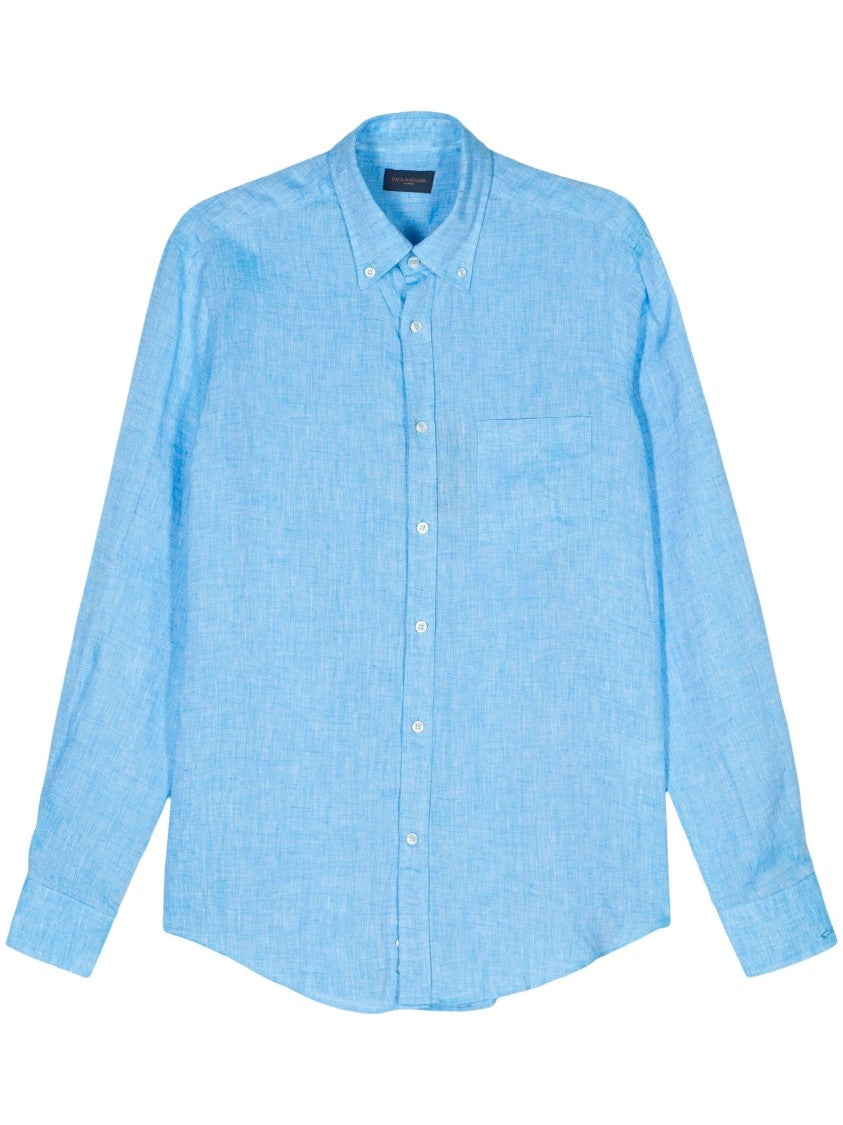 Paul & Shark Long Sleeve Linen Shirt With Classic Collar