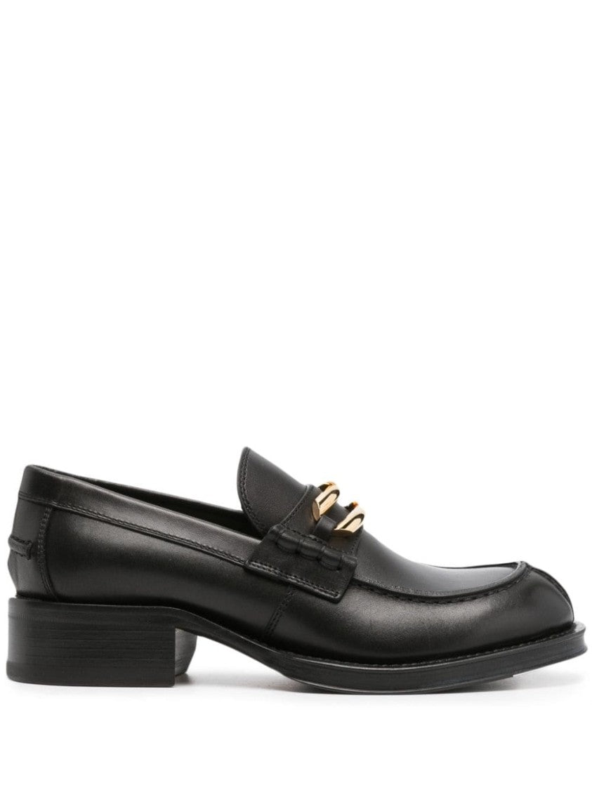 Lanvin Buckled Black Leather Loafers