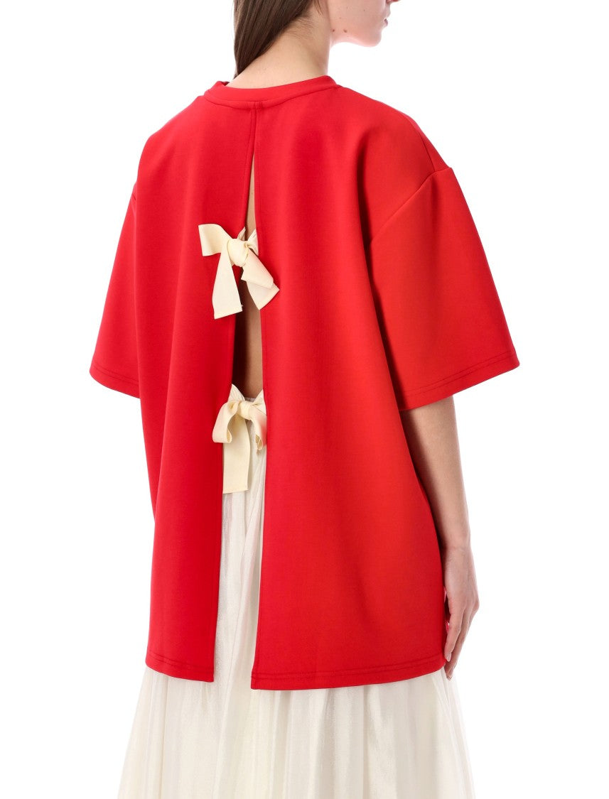 The Garment Open-Back Tee With Playful Bow Detail