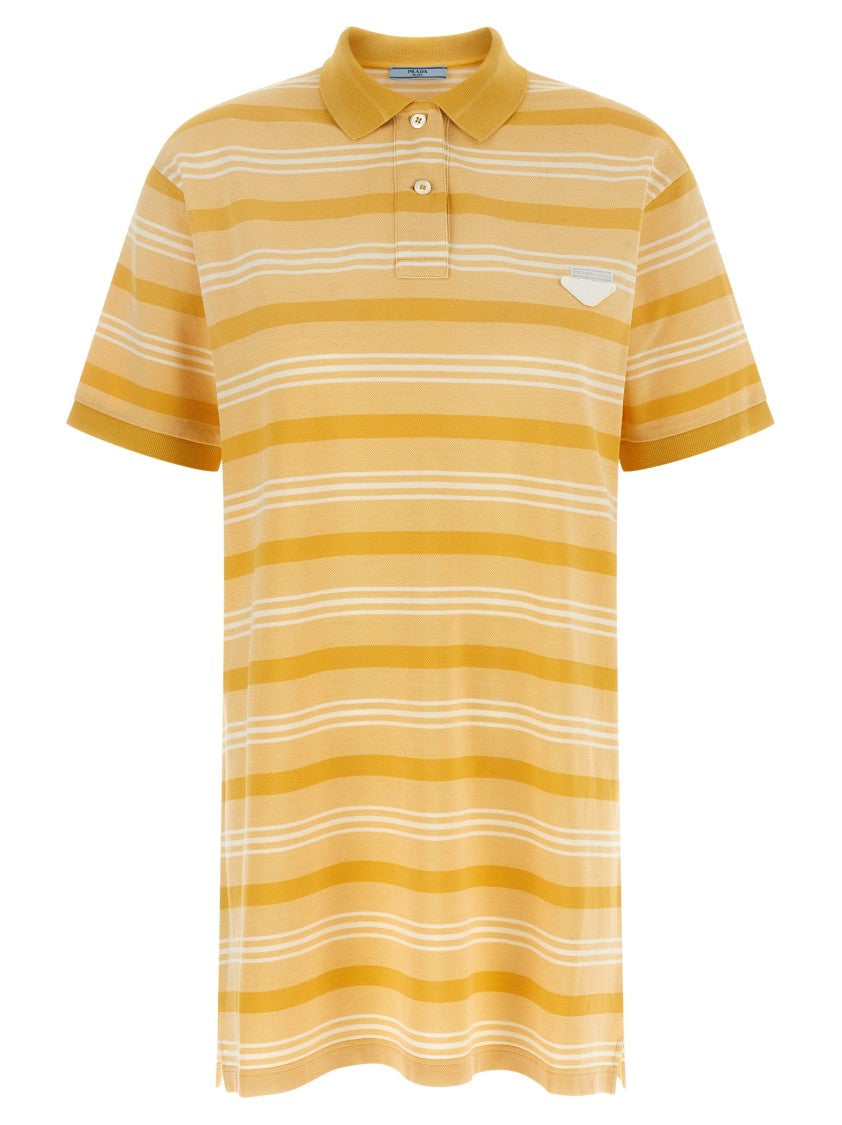 Prada Baiadera Striped Cotton Piqué Mini Dress With Classic Details
