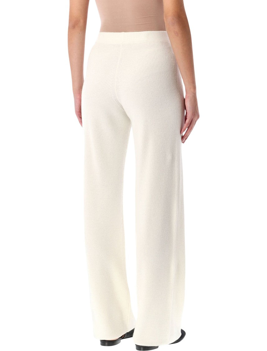 Fabiana Filippi Ivory Ribbed Wide-Leg Pants
