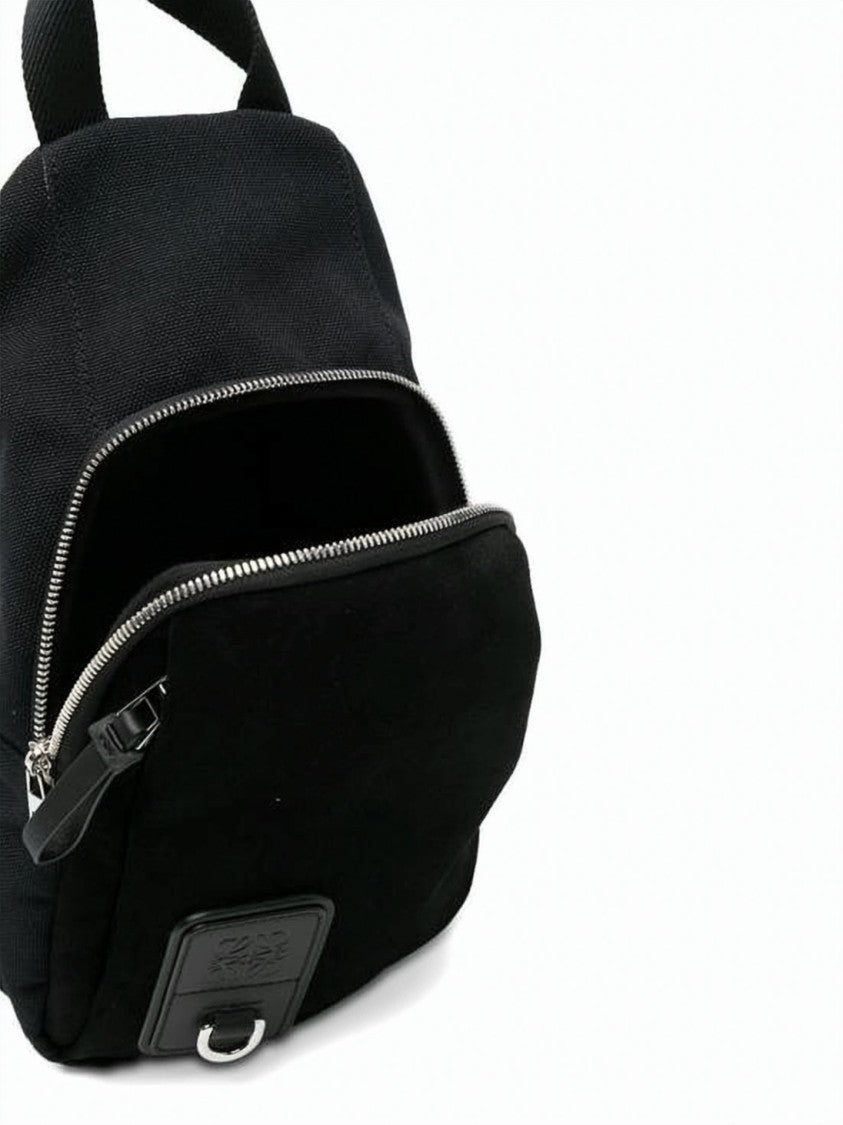 Loewe Compact Suede And Canvas Crossbody Bag